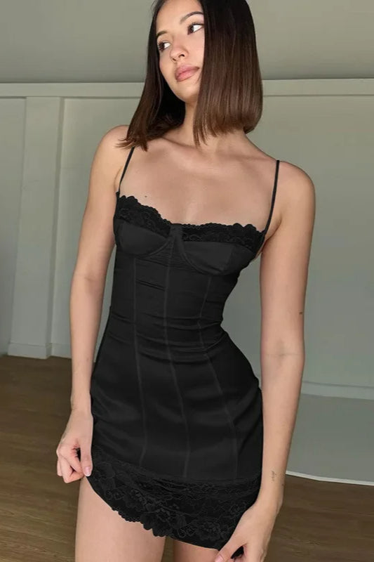 Lace Patchwork Mini Dress