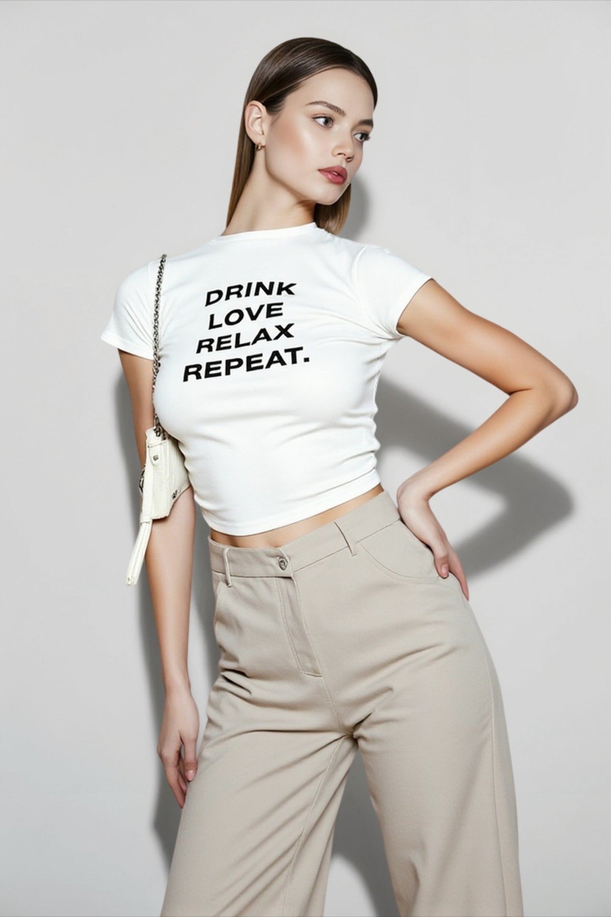 Letter Print Crop T-shirts