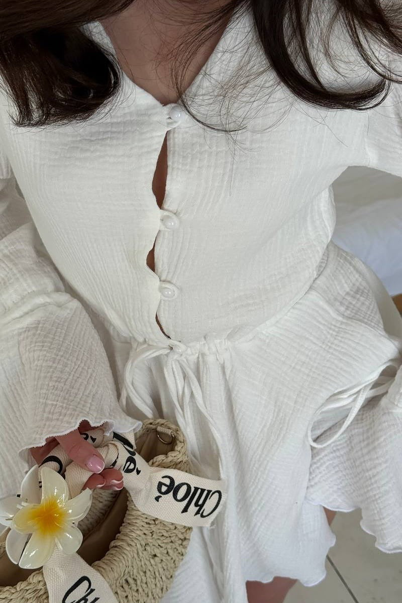 Flare Sleeve Ruffle Boho Dress