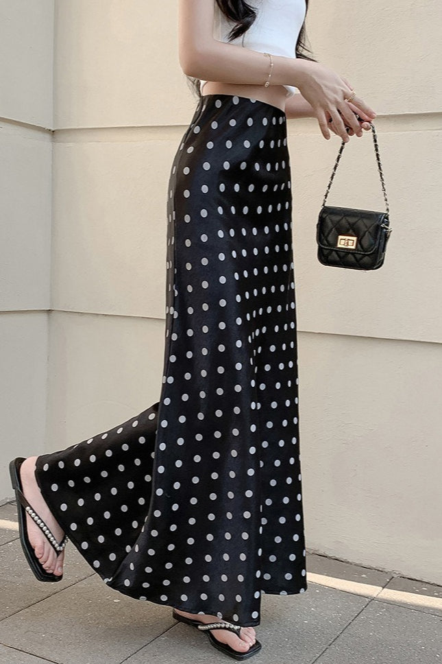 High-Waist Polka Dot Fish Tail Skirt - Fashionpara