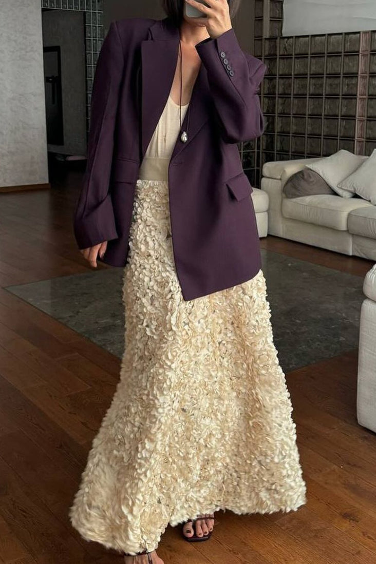 Floral Applique Evening Maxi Skirt