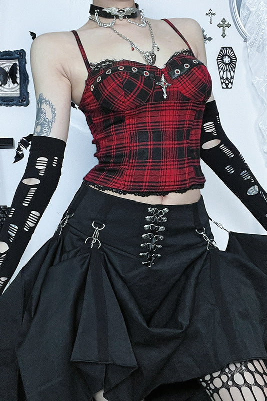 Gothic Plaid Padded Corset Top