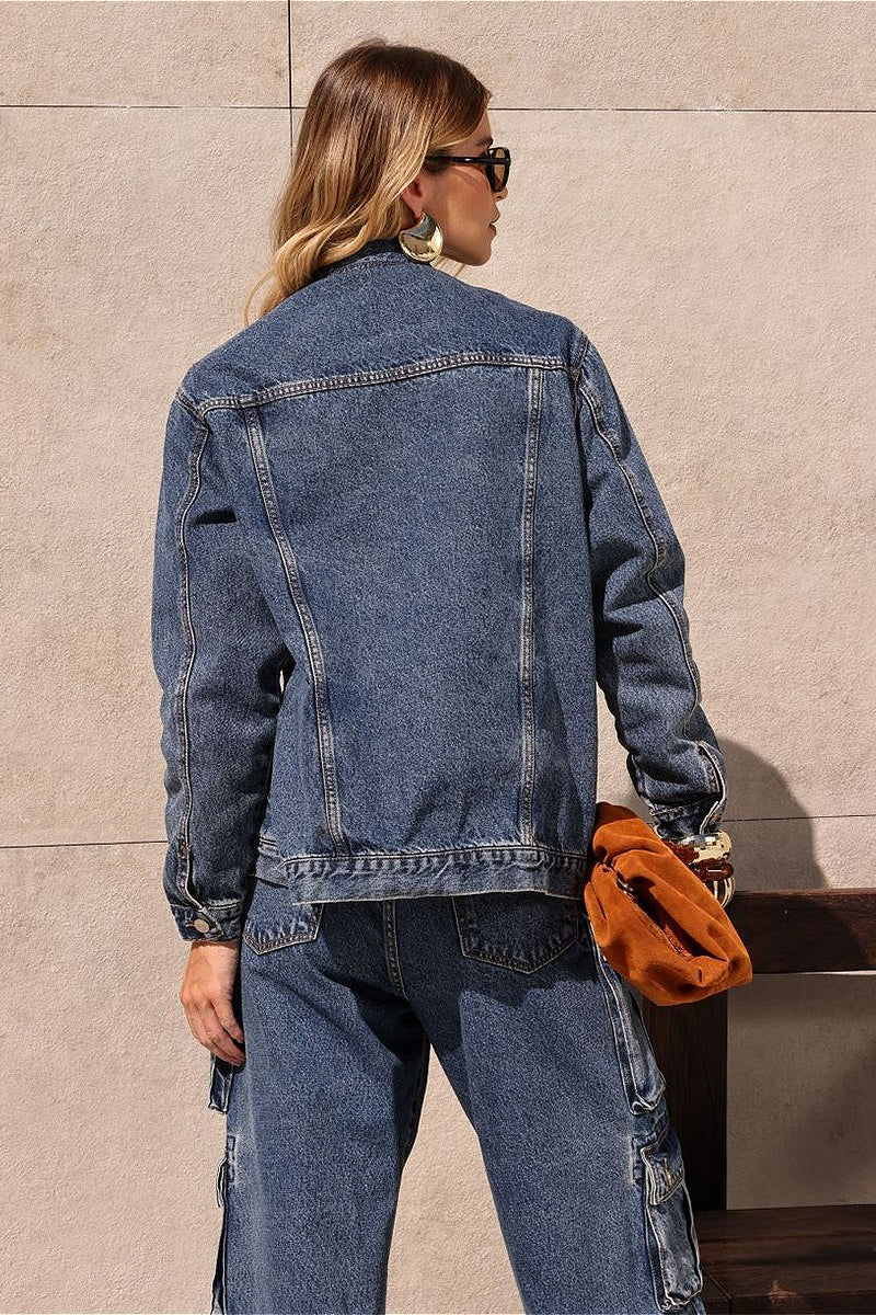 Vintage Classic Collared Denim Jacket