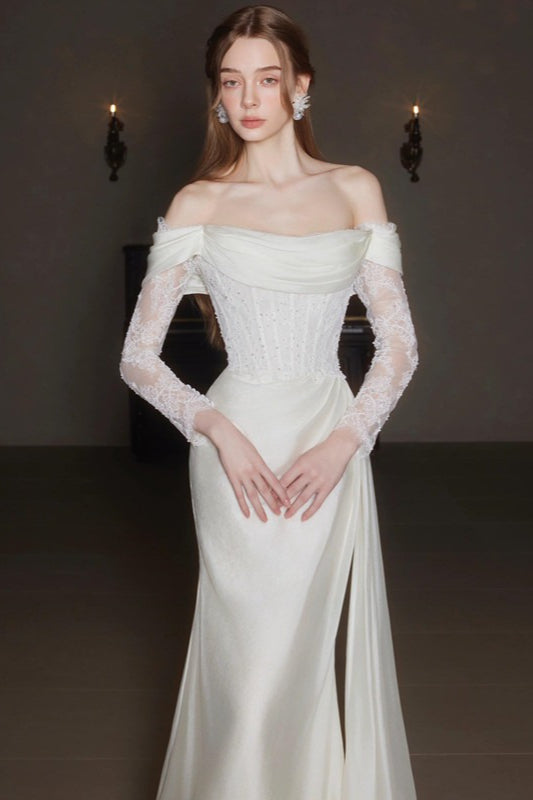 Off Shoulder Lace Wedding Dress