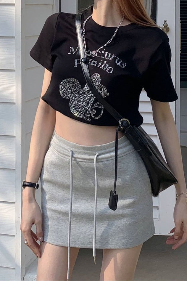 Drawstring Sport Mini Skirt