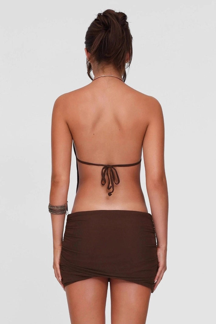 Halter Ring Tie Mini Dress