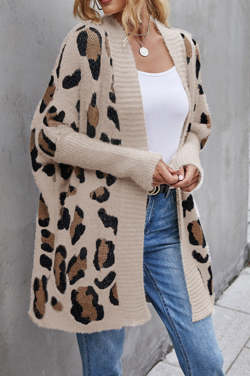Leopard Print Loose Apricot Cardigan
