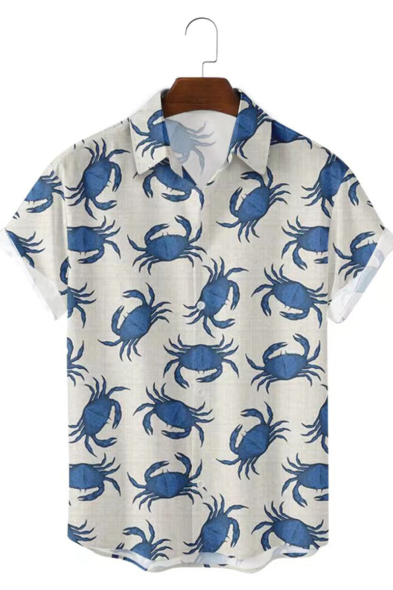Underwater Animal Print Loose Short-Sleeved Shirt Men's Tops - Fashionpara