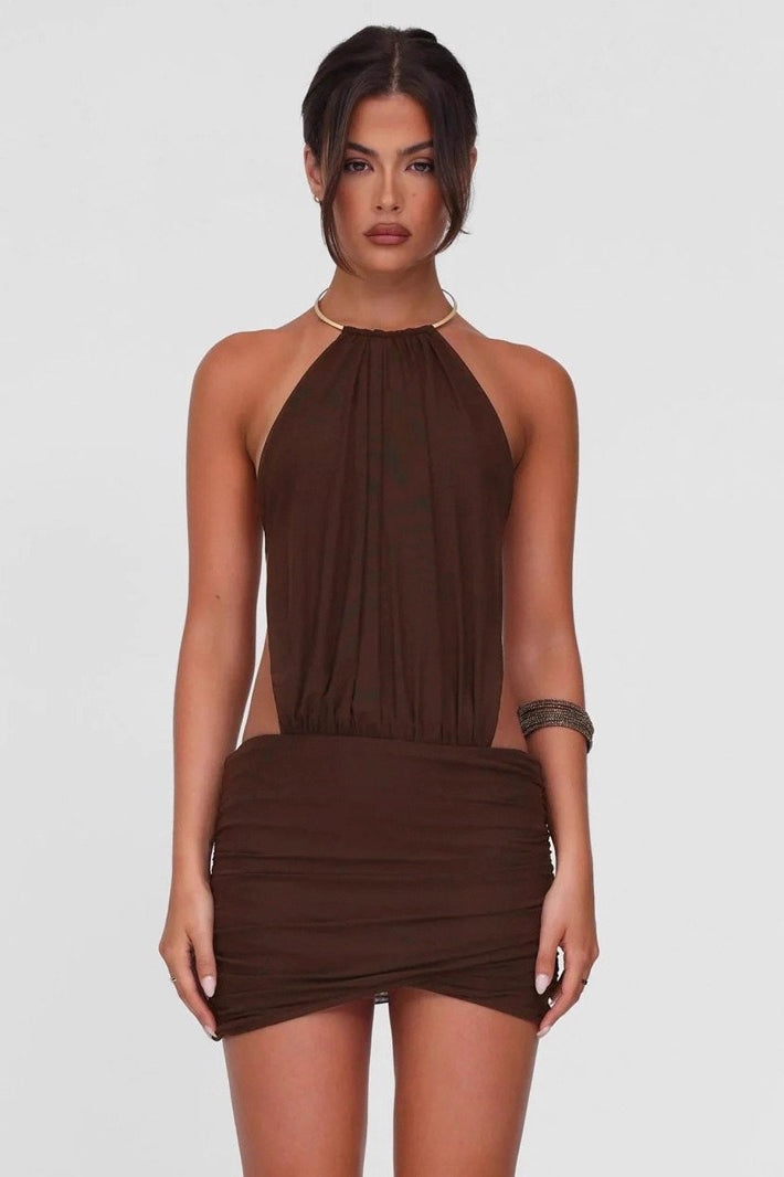 Halter Ring Tie Mini Dress