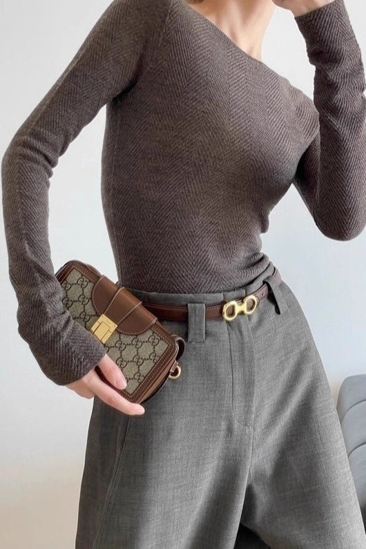 Fine Gauge Wool Ripple Stitch Knit Top 2