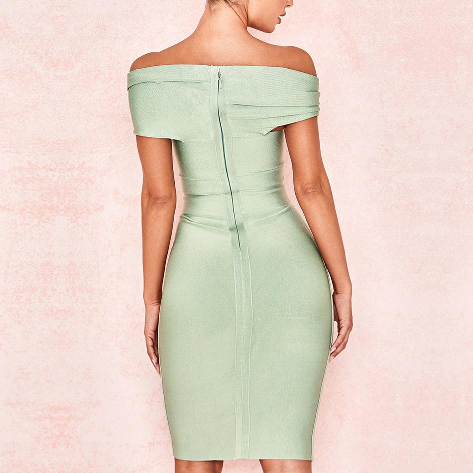 Off The Shoulder Short Sleeve Bodycon Dress - Fashionpara