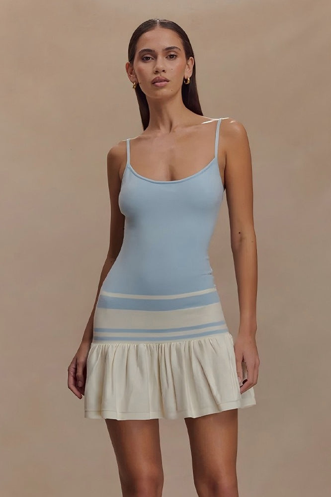 Scoop Neck Spaghetti Strap Drop-Waist Knit Mini Dress