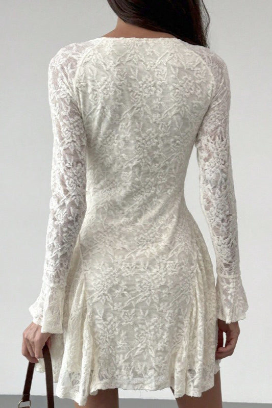 Elegant Tie Waist Lace Dress