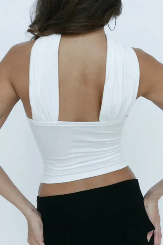 White Strapless Tube Crop Top - Fashionpara