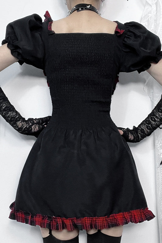 Rock Style Check Gothic Dress