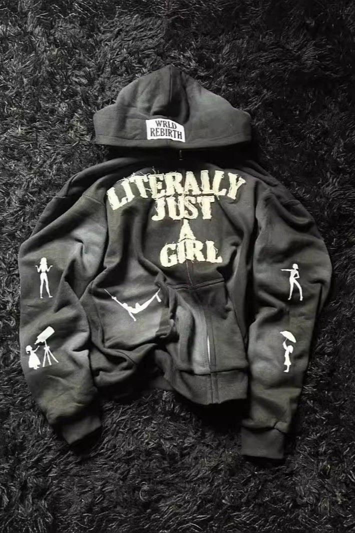 Street Style 3D Letter Zipper Hoodie