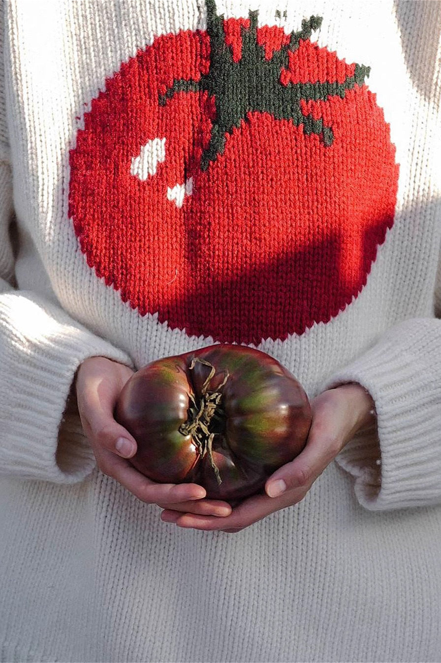 PrincessAce Embroidered Tomato Knit Sweater for Stylish Comfort