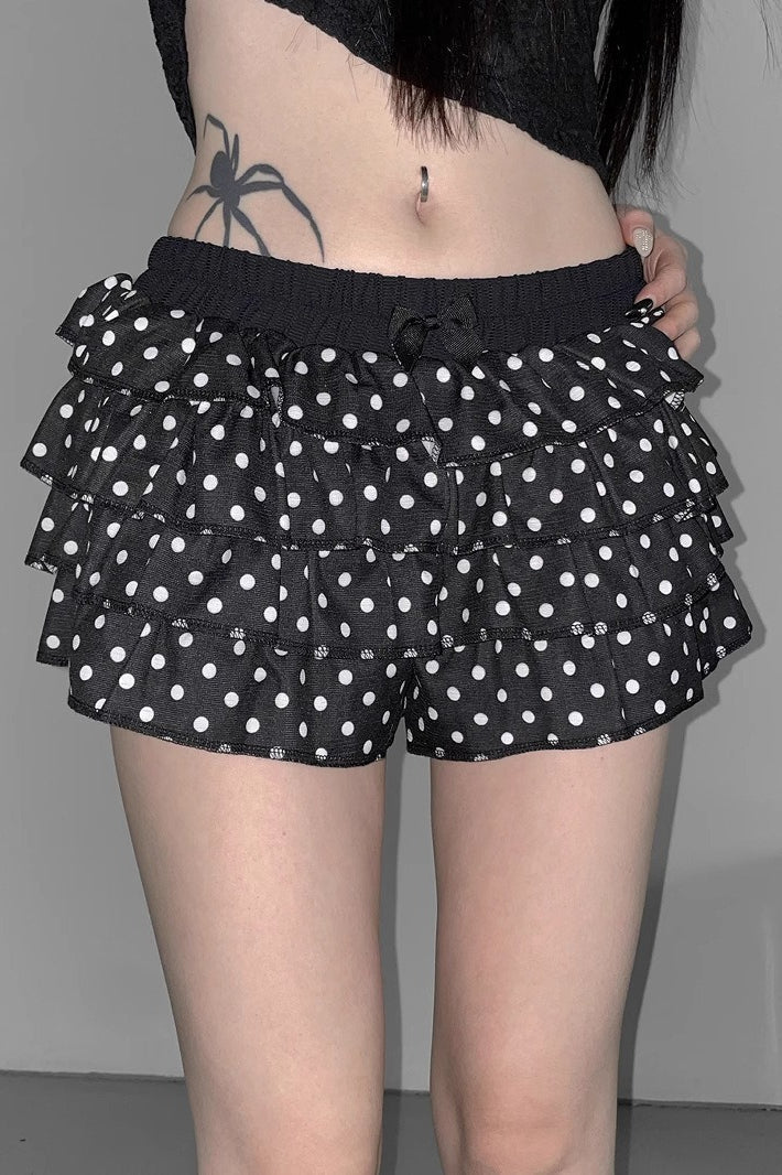 Low-Rise Pleated Denim Mini Skort