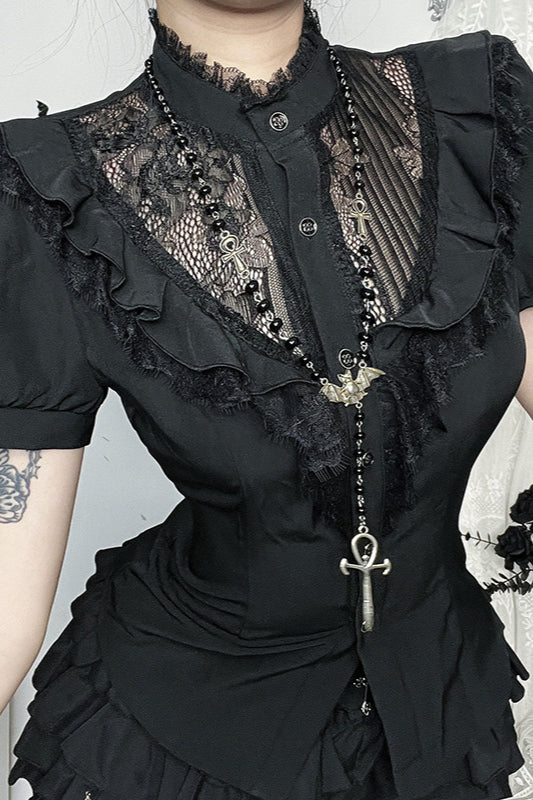 Lace Hollow Slim Gothic Blouse