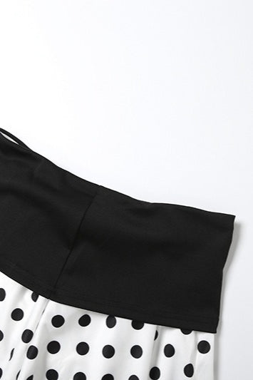 Halter Polka Dot Crop Skirt Two Pieces Set - Fashionpara