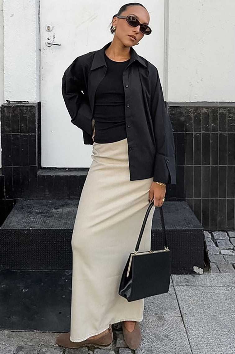 Cotton Straight Maxi Skirt