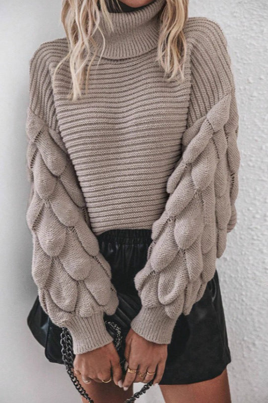 High Neck Pullover Knit Sweater