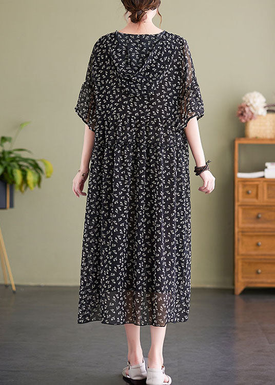 Floral Print V-Neck Flared Sleeve Gathered Waist Flowy Midi Dress - View 5