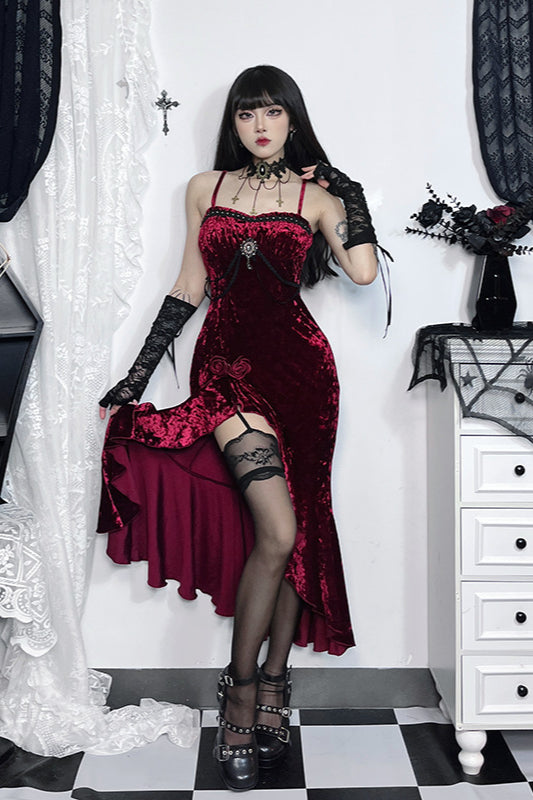 Elegant Ruffled Gothic Dress