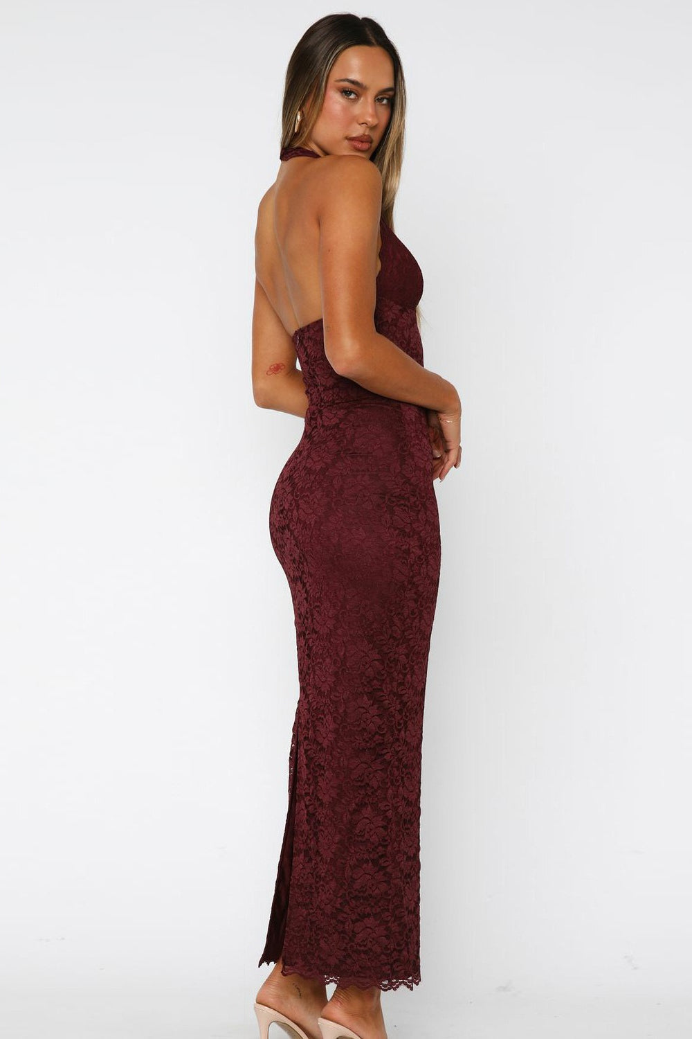 Elegant Halter Bodycon Lace Dress