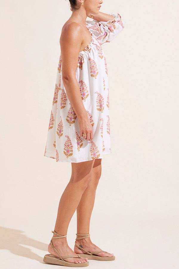 Romantic Asymmetrical Off The Shoulder Floral Mini Dress Fashionpara