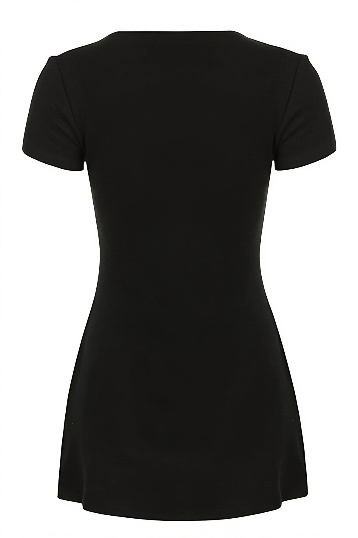 Knit Button Front Short Sleeve Deep V-Neck Mini Dress 9