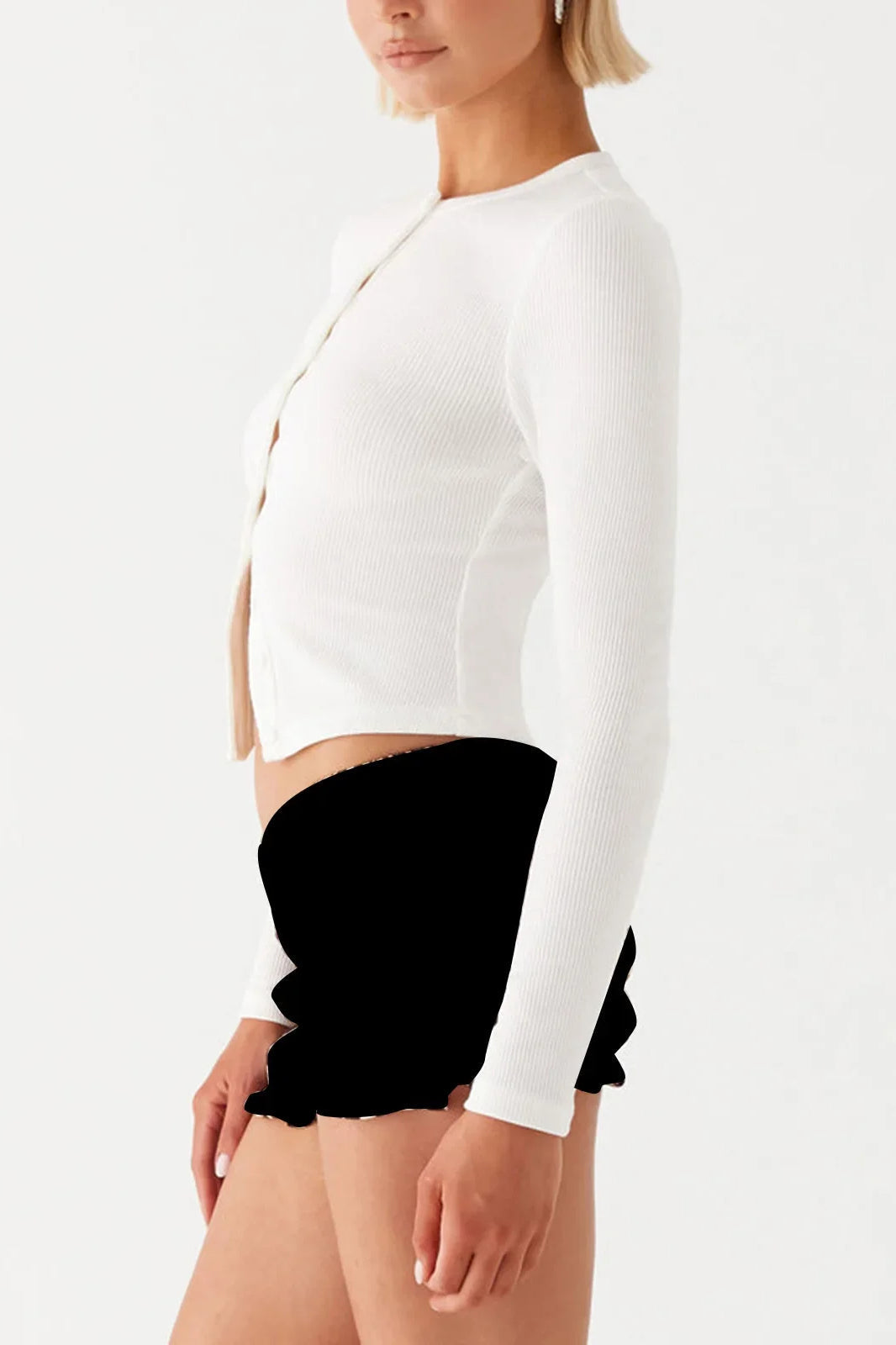 Knit Ribbed Button Front Crop Cardigan 3