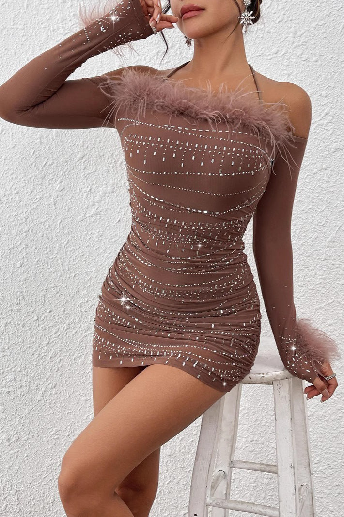 Halter Sequin Bodycon Slim Waist Party Sequin Dress
