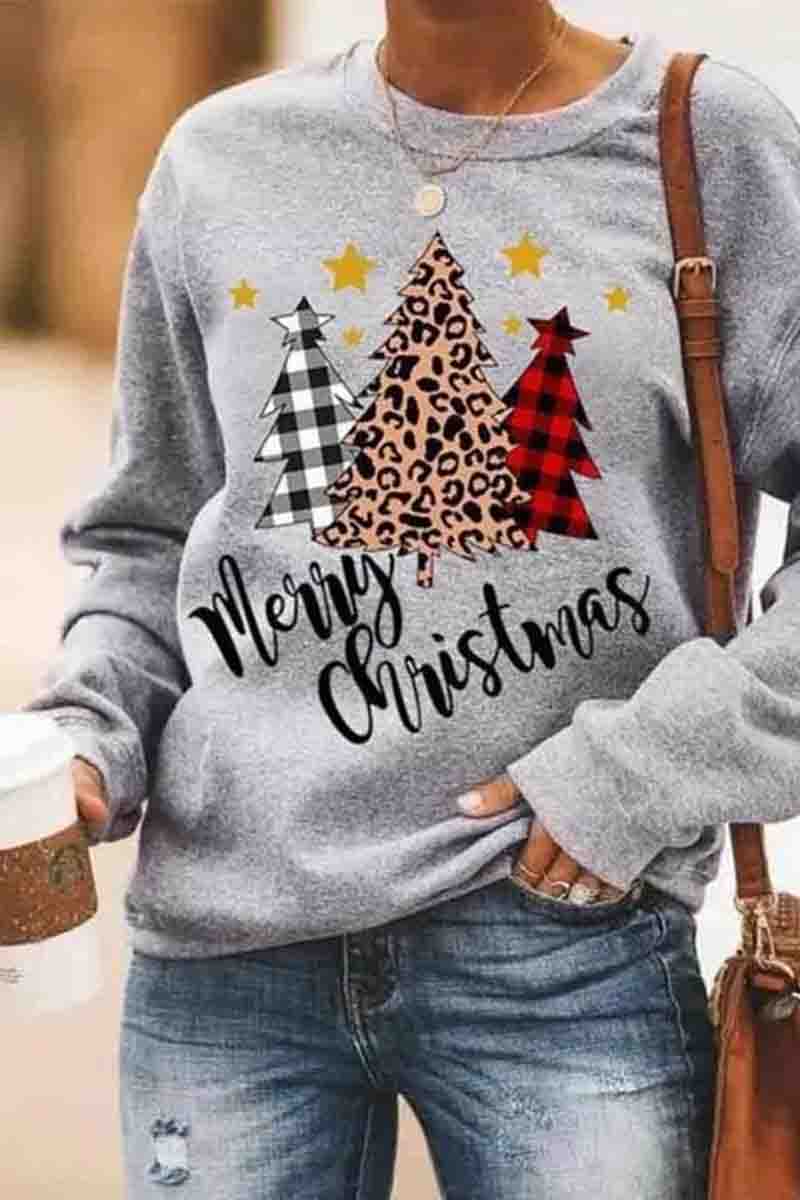 Women's Cotton Fleece Casual Print Warm Cozy Sweatshirt Fashionpara