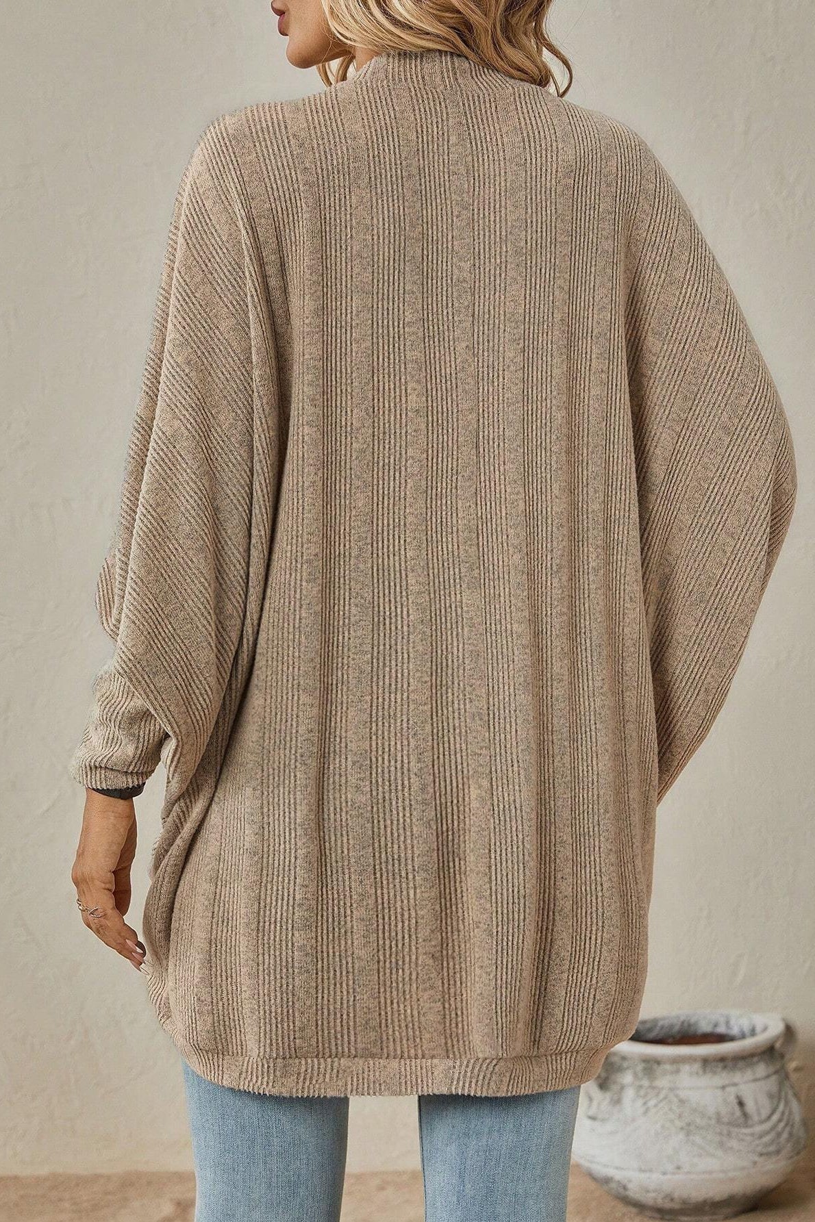 Chic Solid Color Midi Knit Cardigan for Autumn-Winter Wear