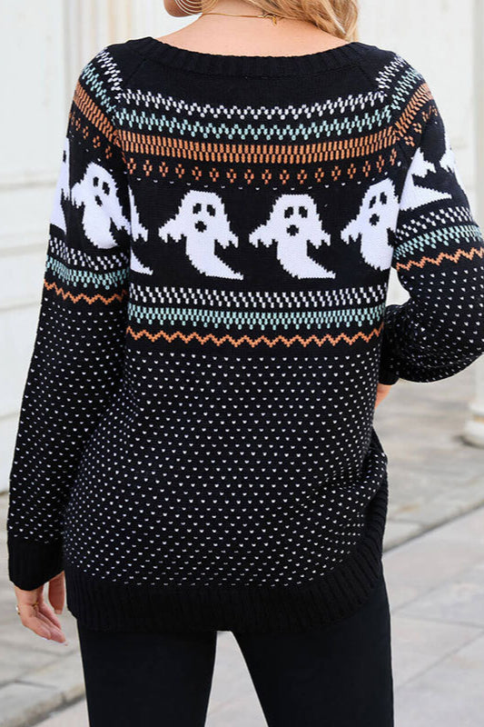 PrincessAce Halloween Polka Dot Ghost Sweater for Festive Fun