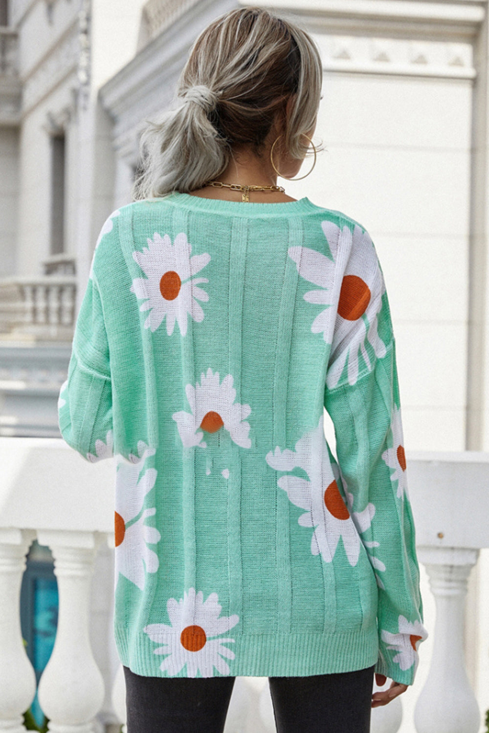 Printed Knitted Loose Pullover