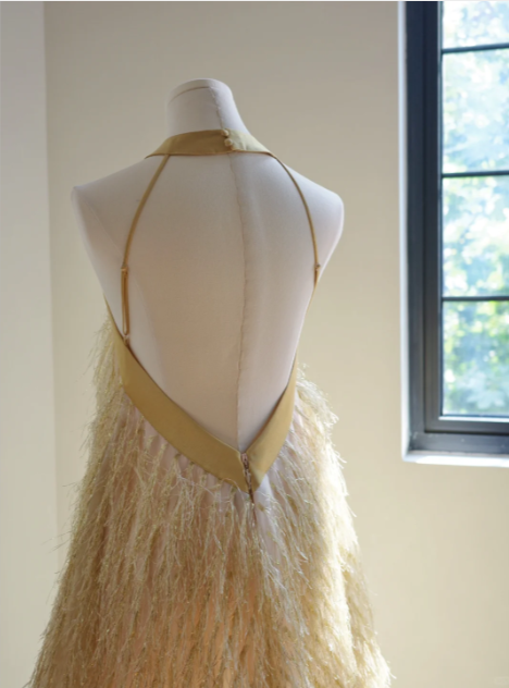 Sexy Yellow Feather Prom Dress Sexy Evening Dress Graduation Dress - Fashionpara