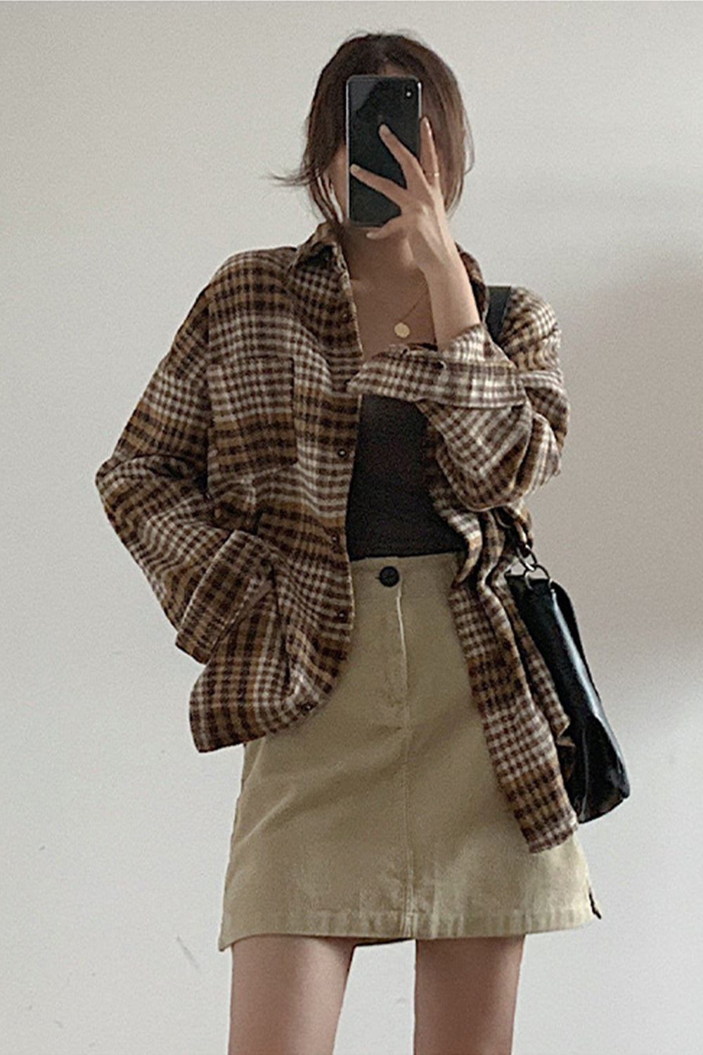 Thickened Tweed Plaid Coat for Cozy Fall Styling