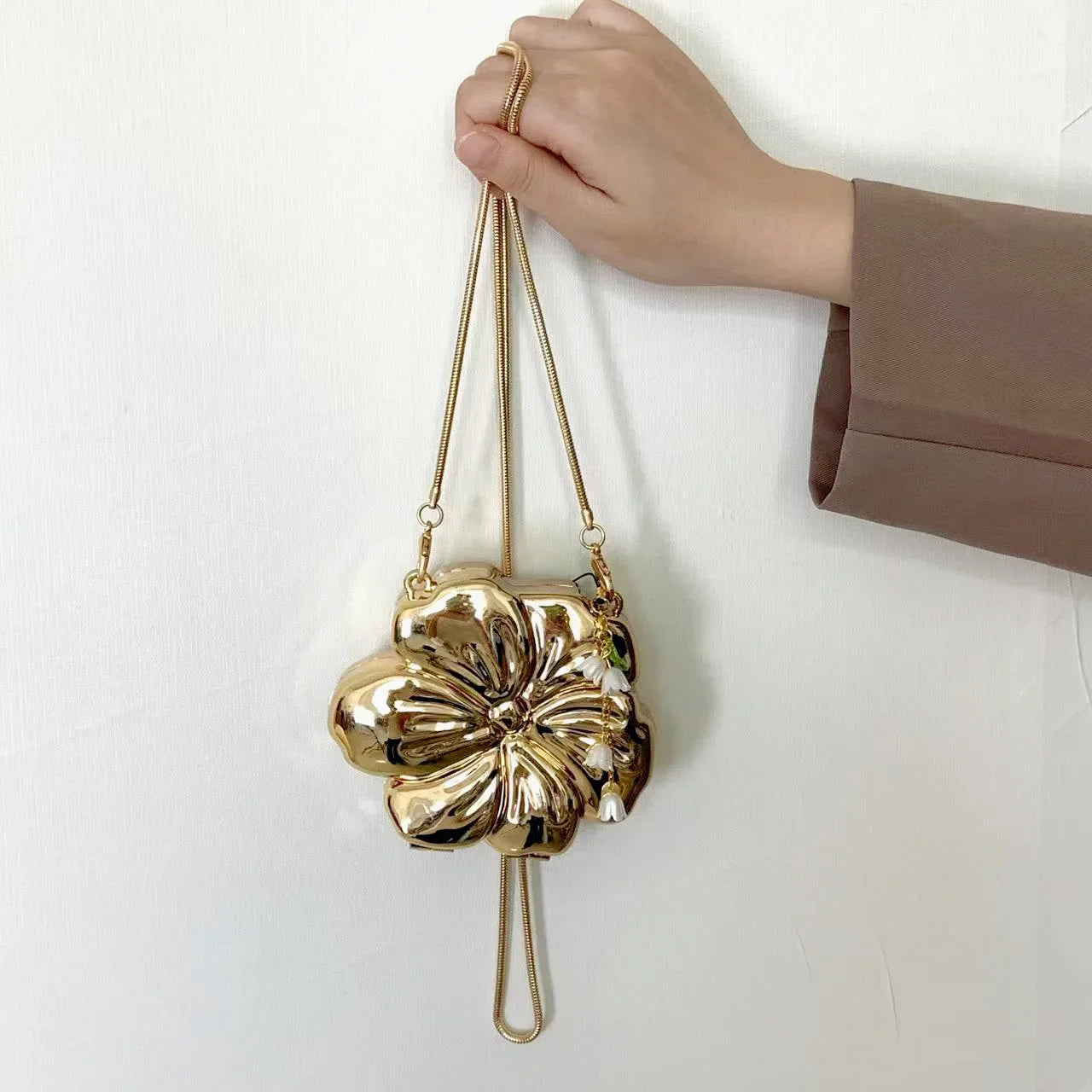Rose Gold Floral Acrylic Clutch Bag