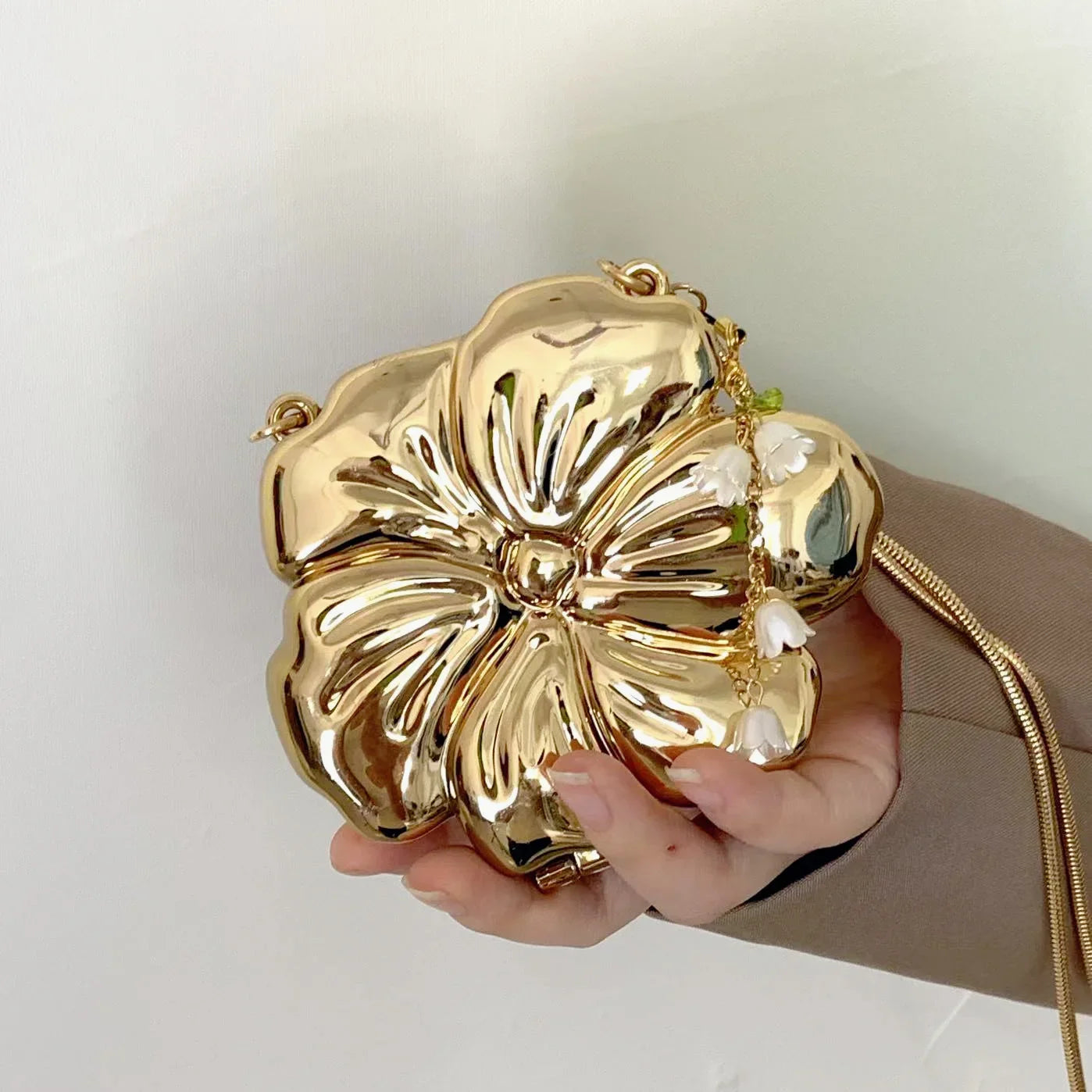 Rose Gold Floral Acrylic Clutch Bag