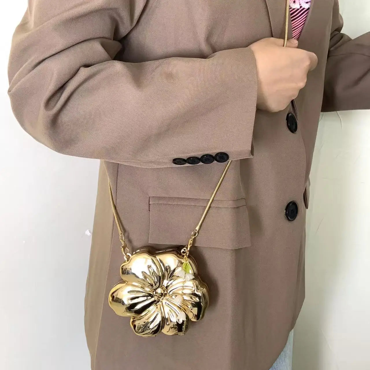 Rose Gold Floral Acrylic Clutch Bag