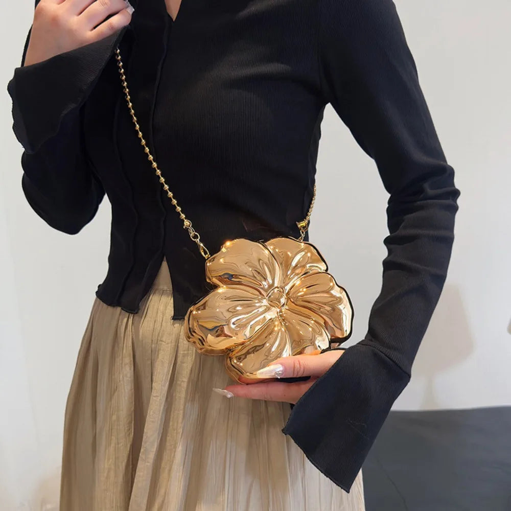 Rose Gold Floral Acrylic Clutch Bag