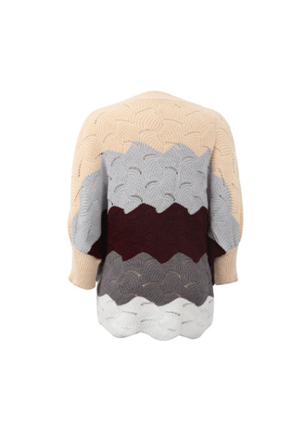 RadyRin Bat Sleeve Contrast Knit Sweater for Elegant Style