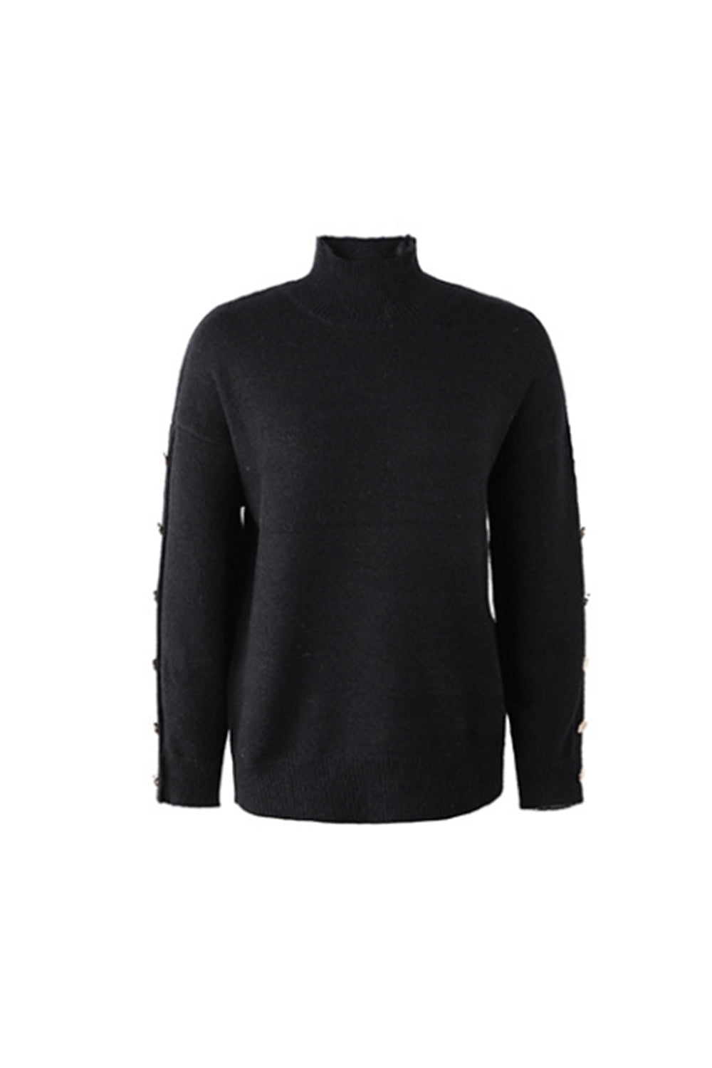 RadyRin High Neck Button Knit Sweater for Elegant Style