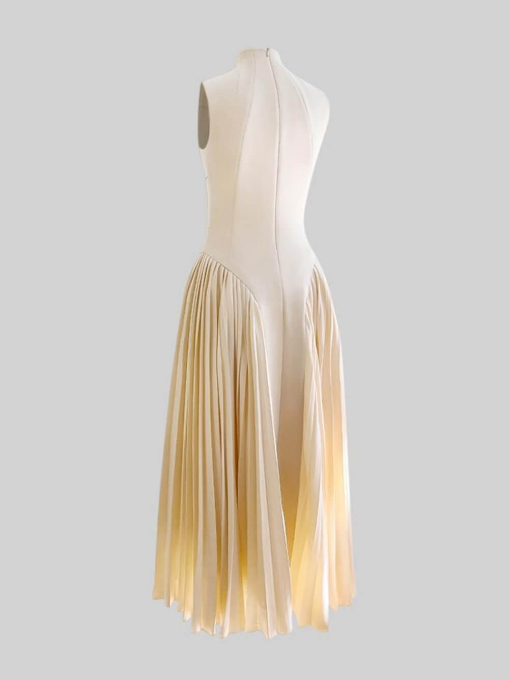 Unique Pleated Paneled Sleeveless Midi Dress - Fashionpara