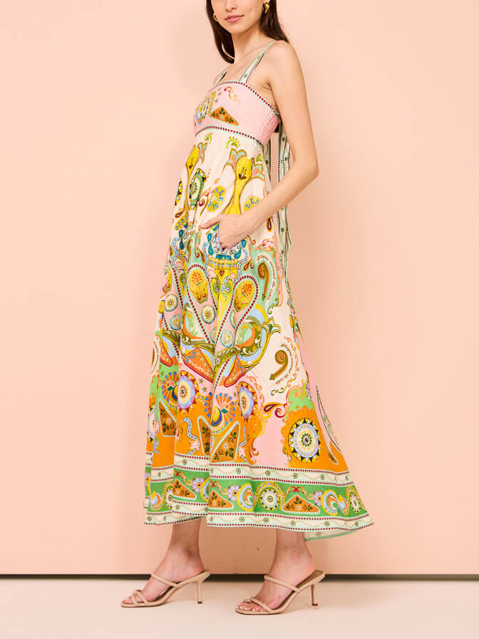 Paisley Print Square Neck Tiered A-Line Maxi Dress 5