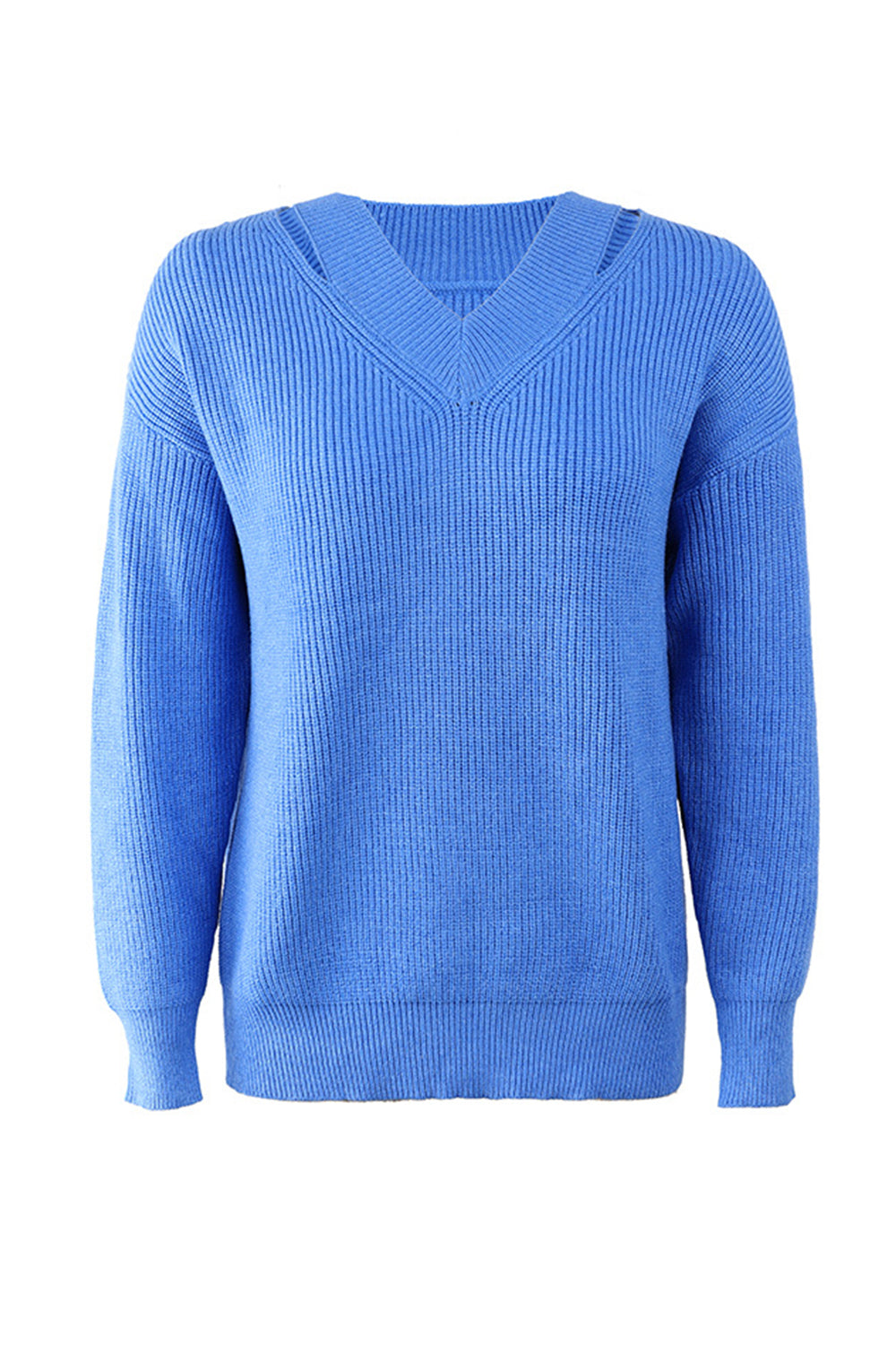 RadyRin V-Neck Solid Color Sweater for Effortless Style