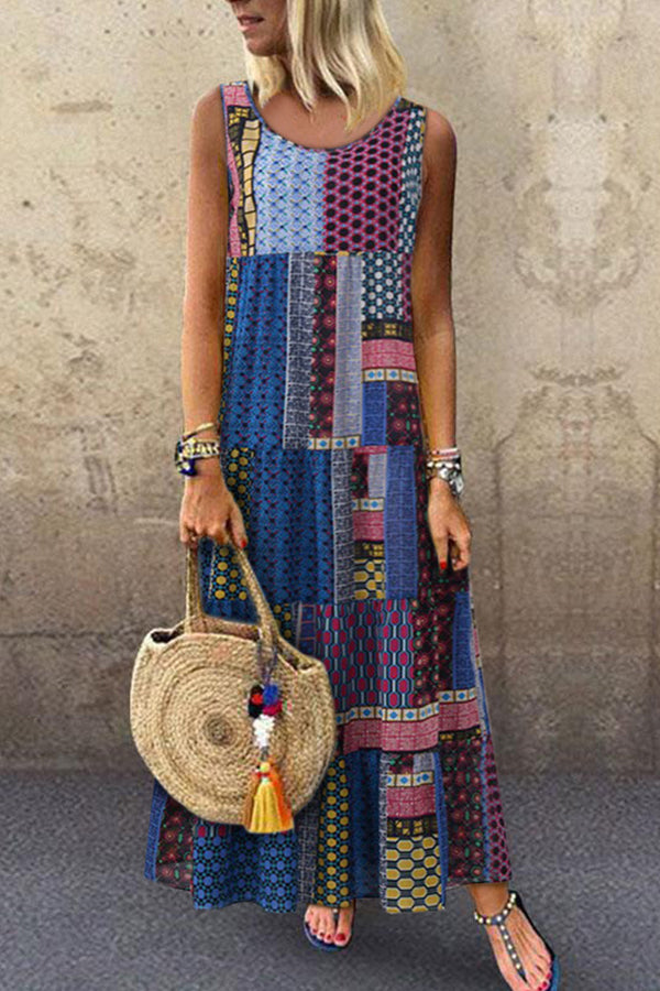 Vacation Geometric Tank Dress - Mislish