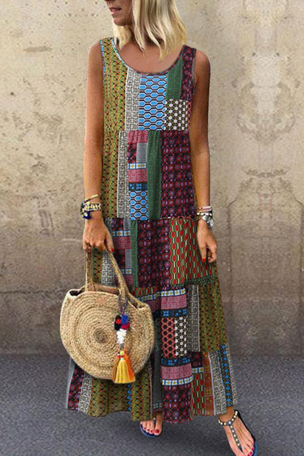 Vacation Geometric Tank Dress - Mislish